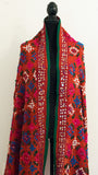 Vintage Indian Embroidered Silk Scarf