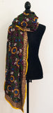 Vintage Indian Embroidered Silk Scarf