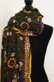 Vintage Indian Embroidered Silk Scarf