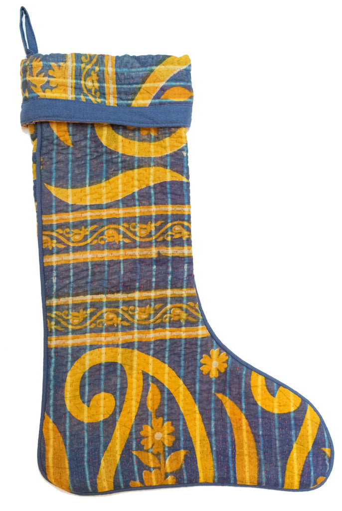 Vintage Kantha Holiday Christmas Stocking | Worldwide Textiles