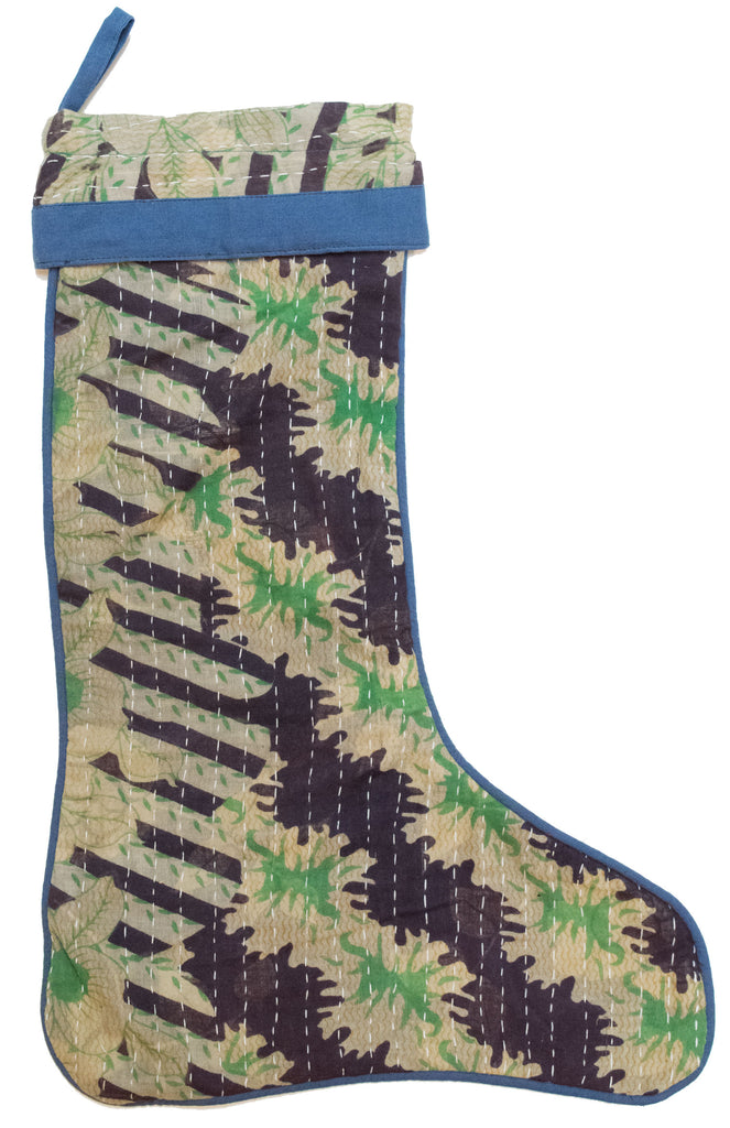 Vintage Kantha Holiday Christmas Stocking | Worldwide Textiles