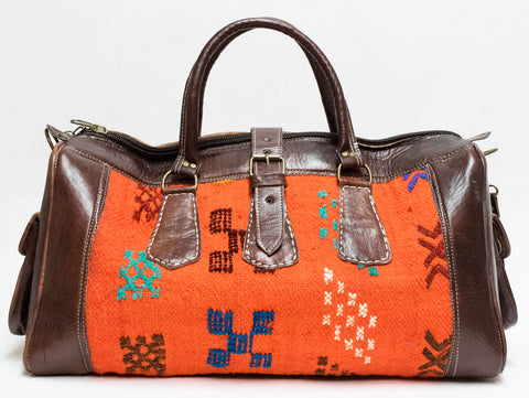 Moroccan Kilim Carpet Weekender Duffel Bag | Worldwide Textiles