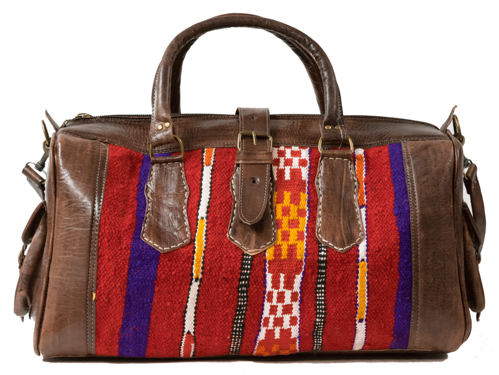 Moroccan Kilim Weekender Duffel Bag | Bohemian Textiles | Worldwide Textiles