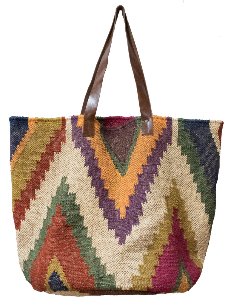 Jute Dhurrie Carpet Tote Bag