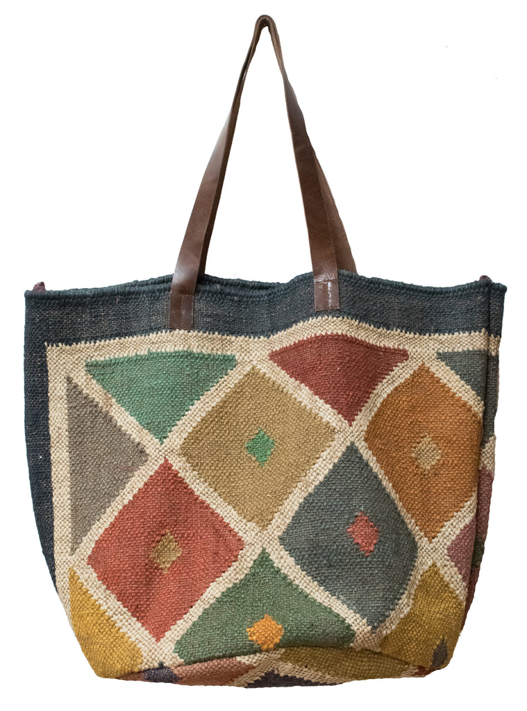 Jute Dhurrie Kilim Carpet Tote Bag