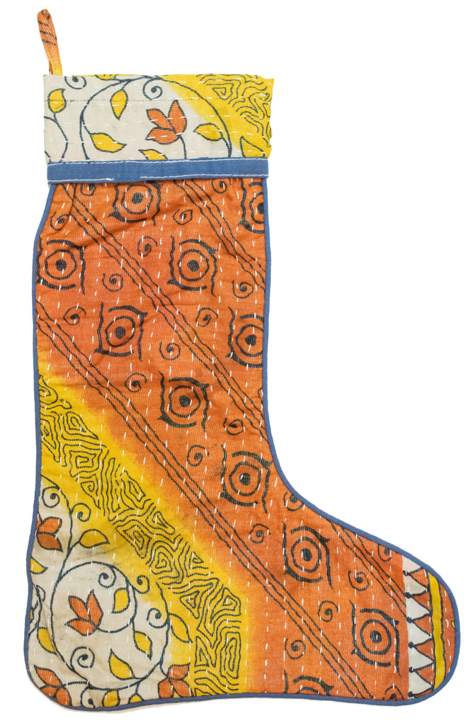 Vintage Kantha Holiday Christmas Stocking | Worldwide Textiles