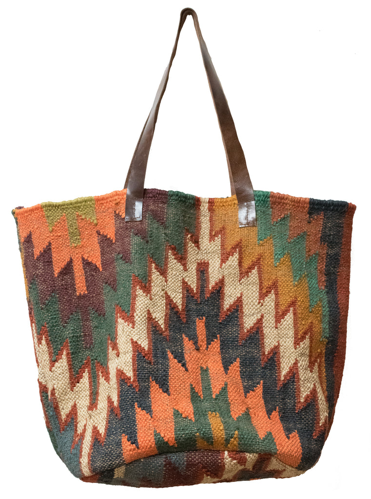 Jute Dhurrie Kilim Carpet Tote Bag