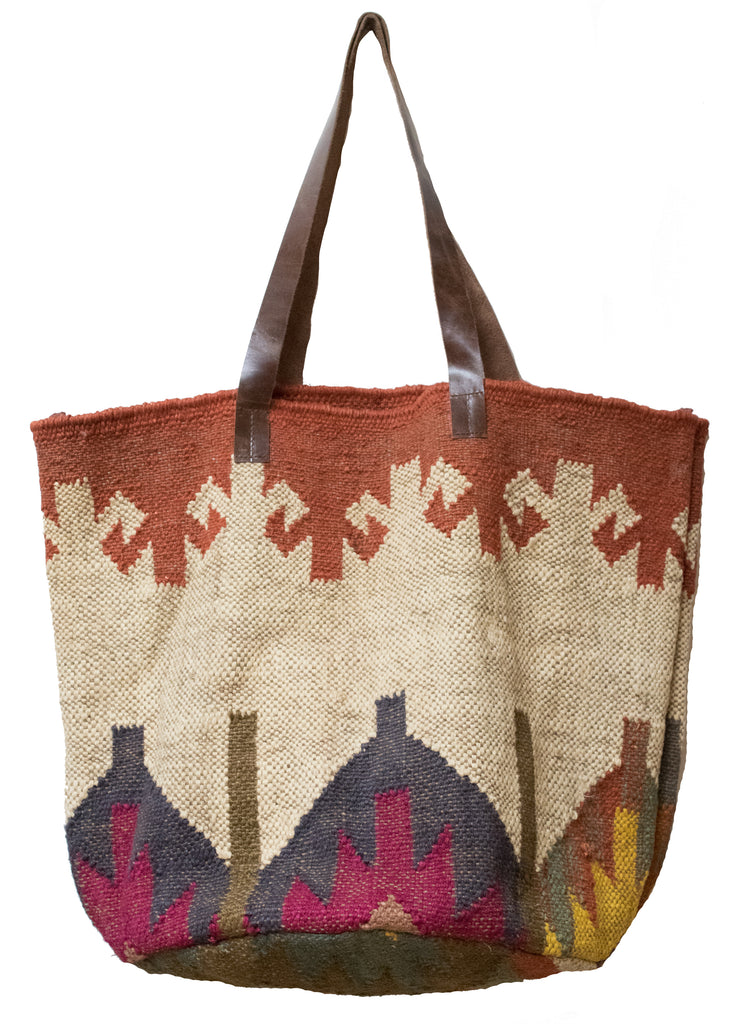 Jute Dhurrie Kilim Carpet Tote Bag