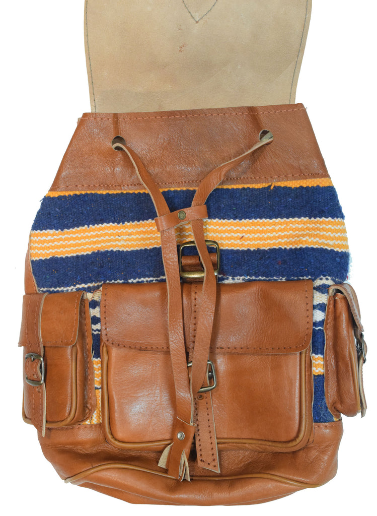 Moroccan Kilim Leather Backpack | Worldwide Textiles