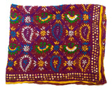 Vintage Indian Embroidered Silk Scarf