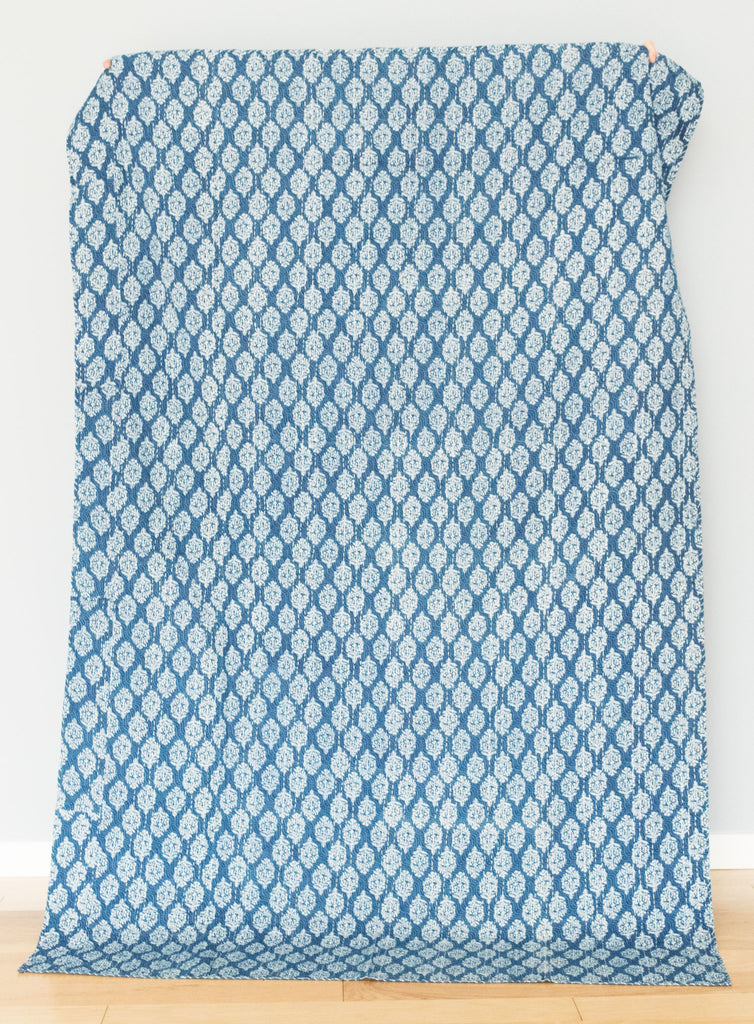 Indian Blockprint Kantha Quilt | Worldwide Textiles