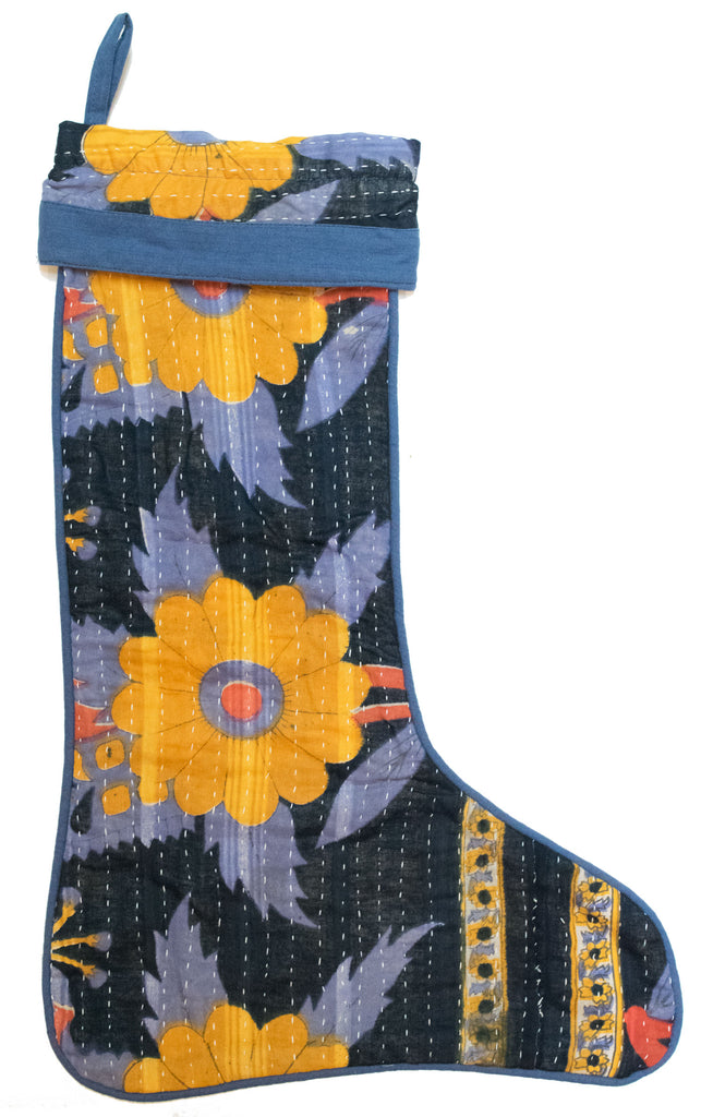 Vintage Kantha Holiday Christmas Stocking | Worldwide Textiles