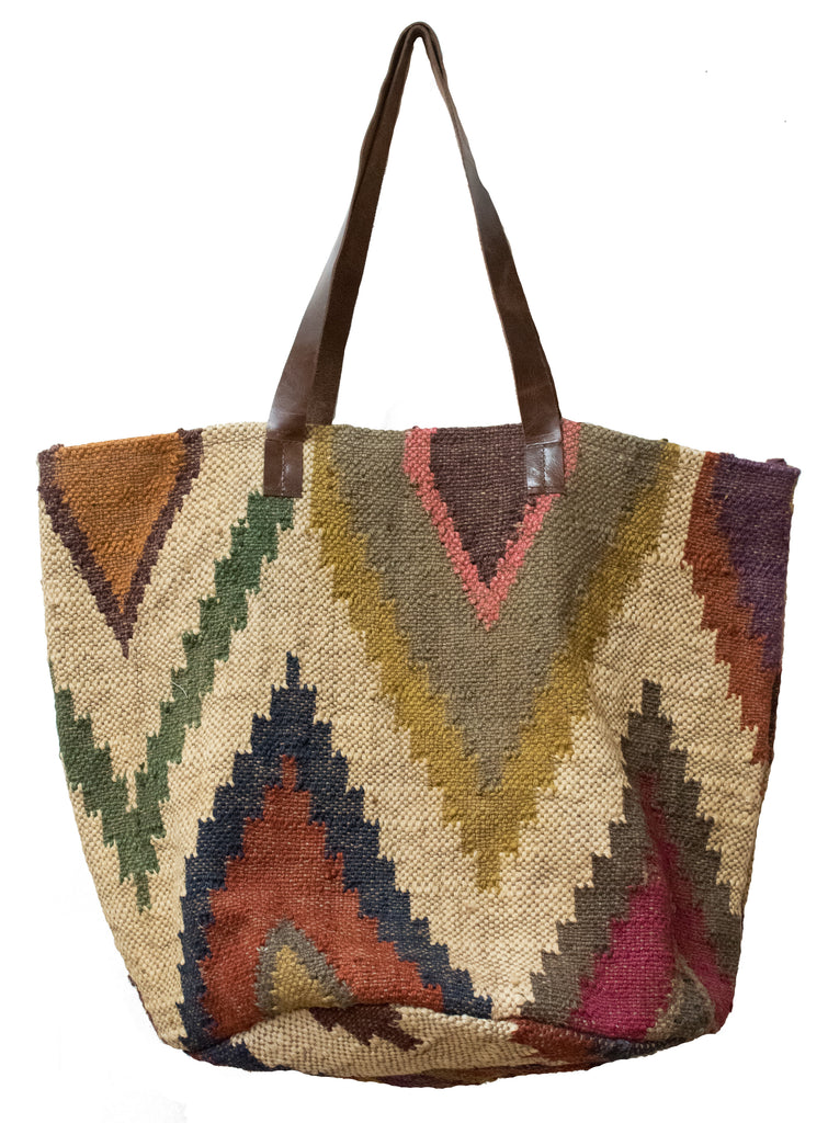 Jute Dhurrie Kilim Carpet Tote Bag