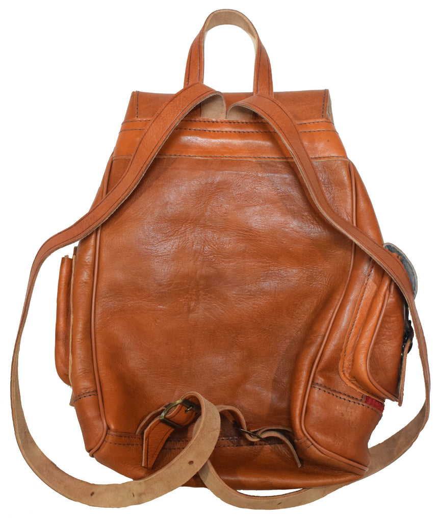 Moroccan Kilim Leather Backpack | Worldwide Textiles