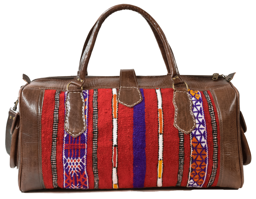 Moroccan Kilim Weekender Duffel Bag | Bohemian Textiles | Worldwide Textiles