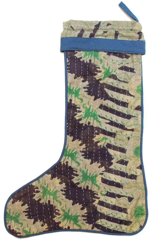 Vintage Kantha Holiday Christmas Stocking | Worldwide Textiles