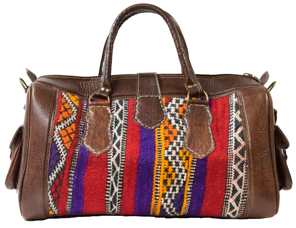 Moroccan Kilim Weekender Duffel Bag | Worldwide Textiles