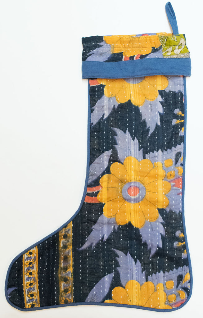 Vintage Kantha Holiday Christmas Stocking | Worldwide Textiles