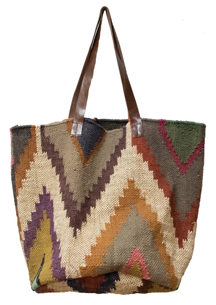Jute Dhurrie Kilim Carpet Tote Bag