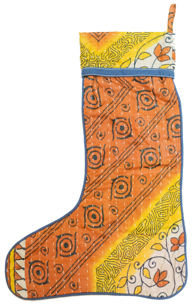 Vintage Kantha Holiday Christmas Stocking | Worldwide Textiles