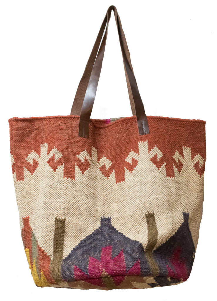 Jute Dhurrie Kilim Carpet Tote Bag
