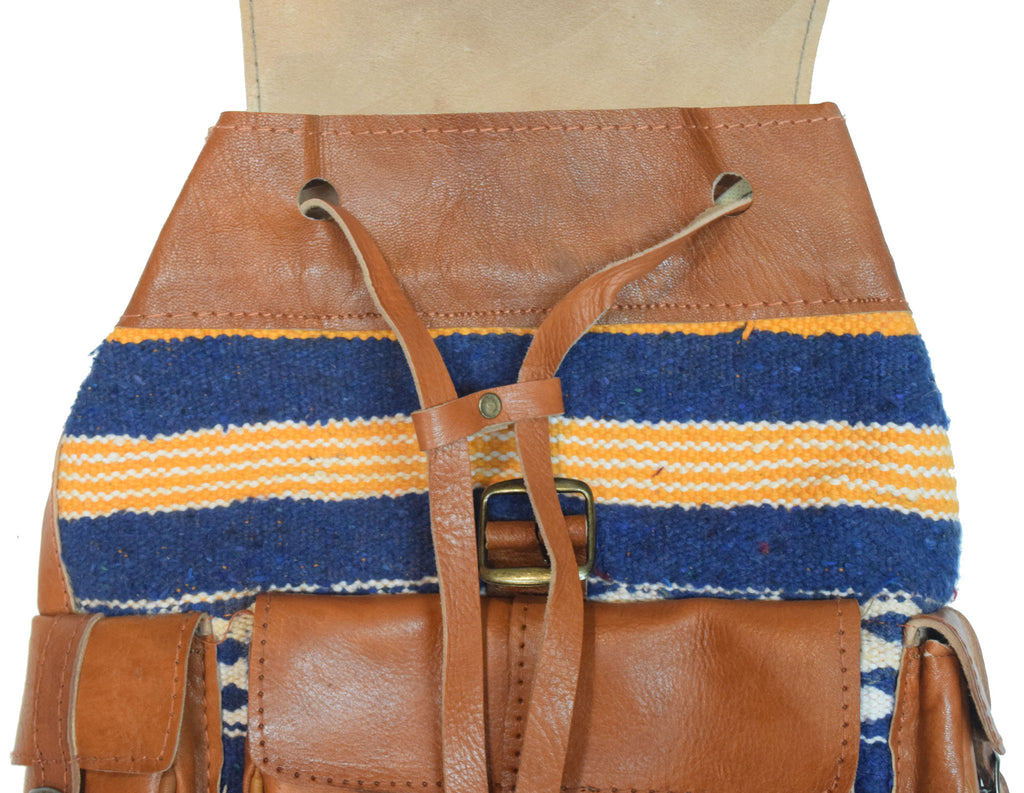 Moroccan Kilim Leather Backpack | Worldwide Textiles