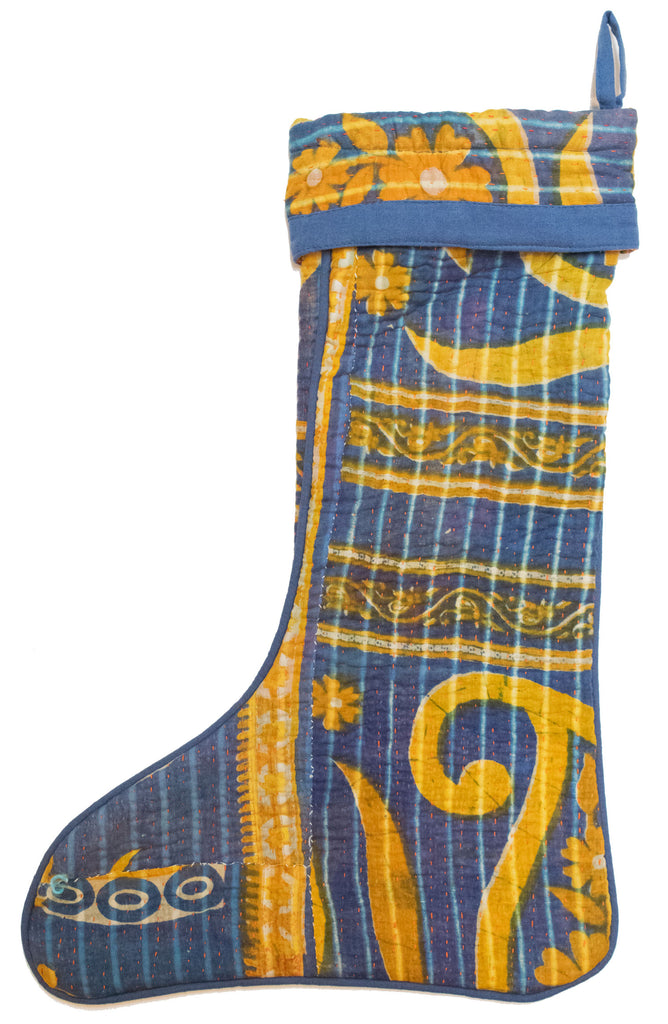 Vintage Kantha Holiday Christmas Stocking | Worldwide Textiles