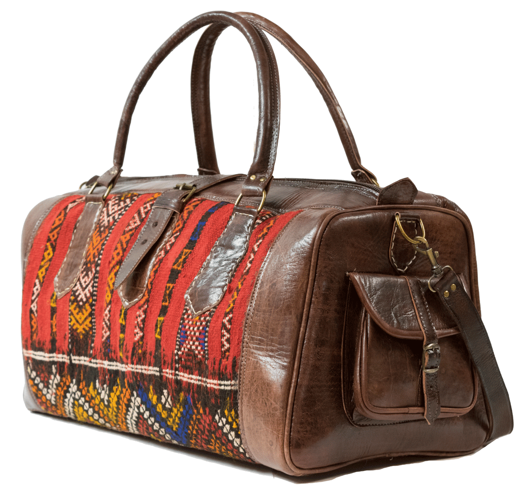 Moroccan Kilim Weekender Duffel Bag | Bohemian Textiles | Worldwide Textiles