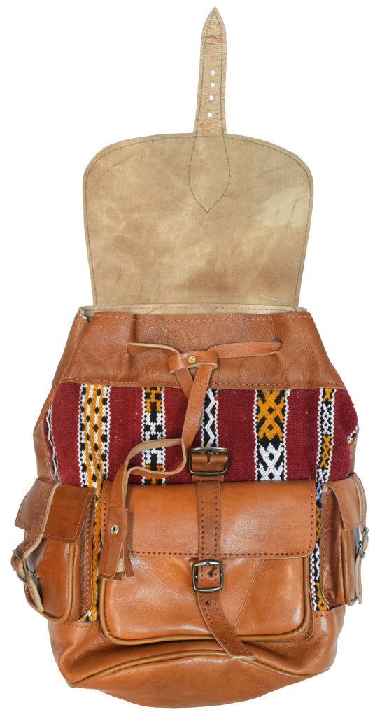 Moroccan Kilim Leather Backpack | Worldwide Textiles