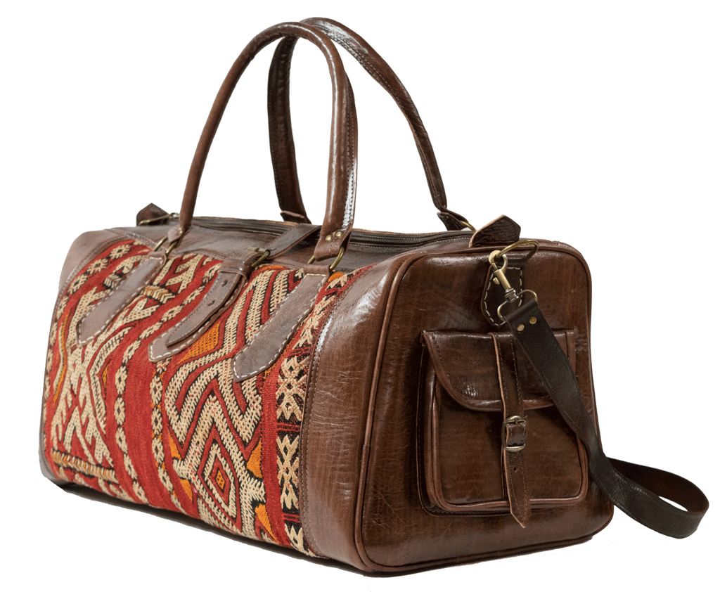 Moroccan Kilim Weekender Duffel Bag | Bohemian Textiles | Worldwide Textiles