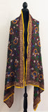 Vintage Indian Embroidered Silk Scarf