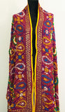 Vintage Indian Embroidered Silk Scarf
