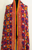 Vintage Indian Embroidered Silk Scarf