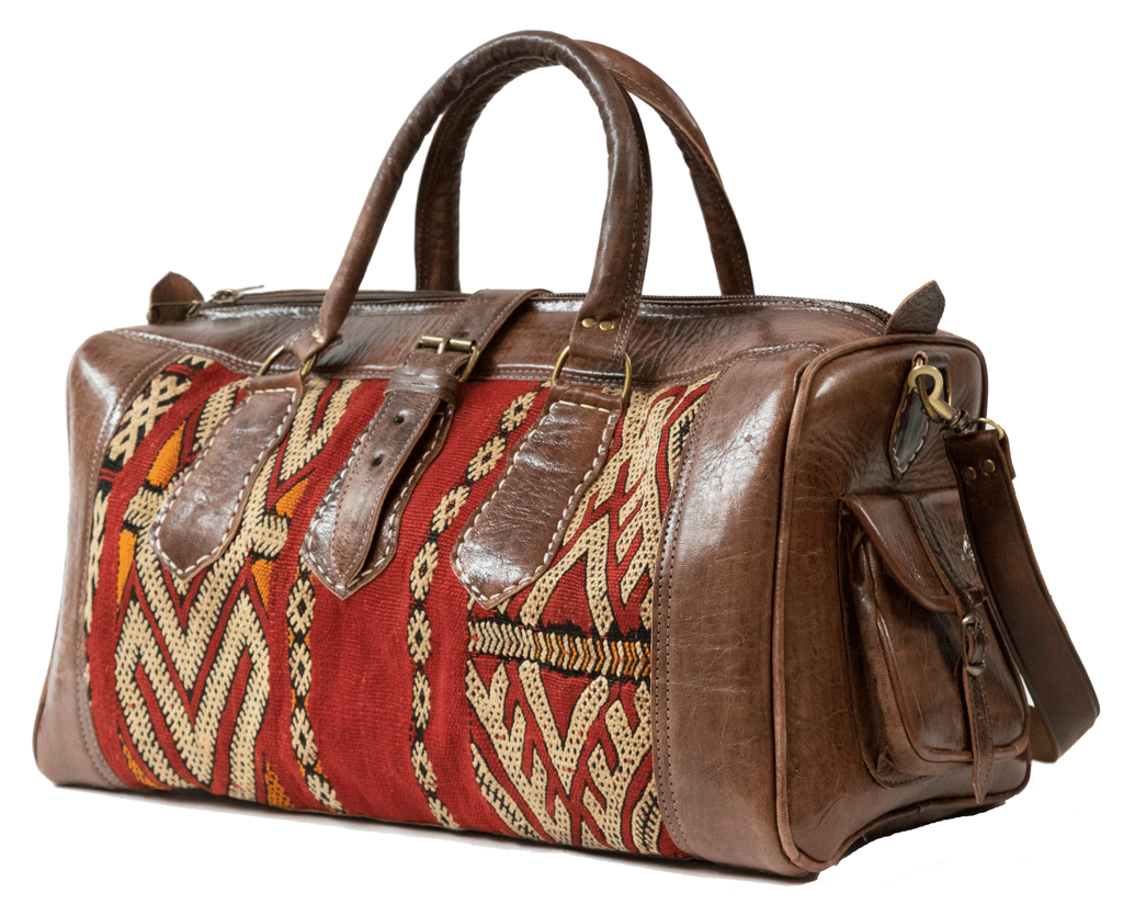 Moroccan Kilim Weekender Duffel Bag | Bohemian Textiles | Worldwide Textiles