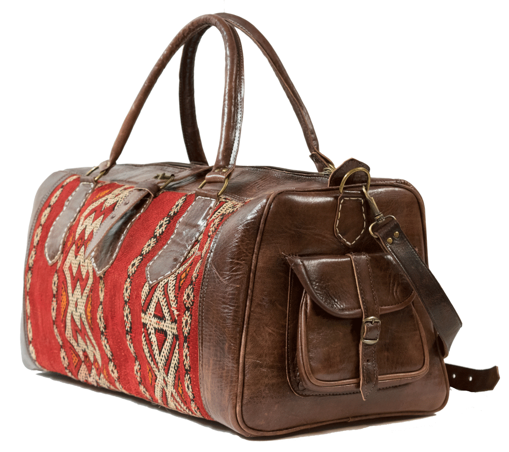 Moroccan Kilim Weekender Duffel Bag | Bohemian Textiles | Worldwide Textiles