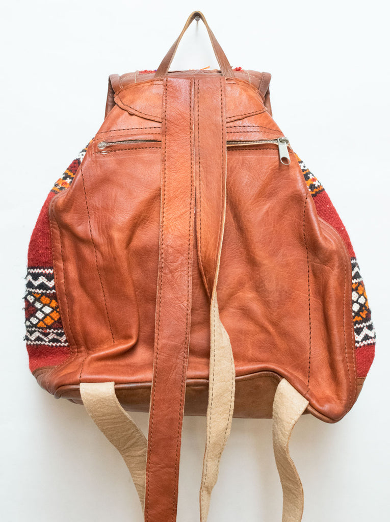 Moroccan Kilim Leather Backpack | Worldwide Textiles