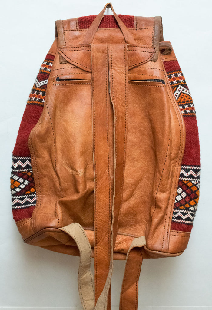 Moroccan Kilim Leather Backpack | Worldwide Textiles