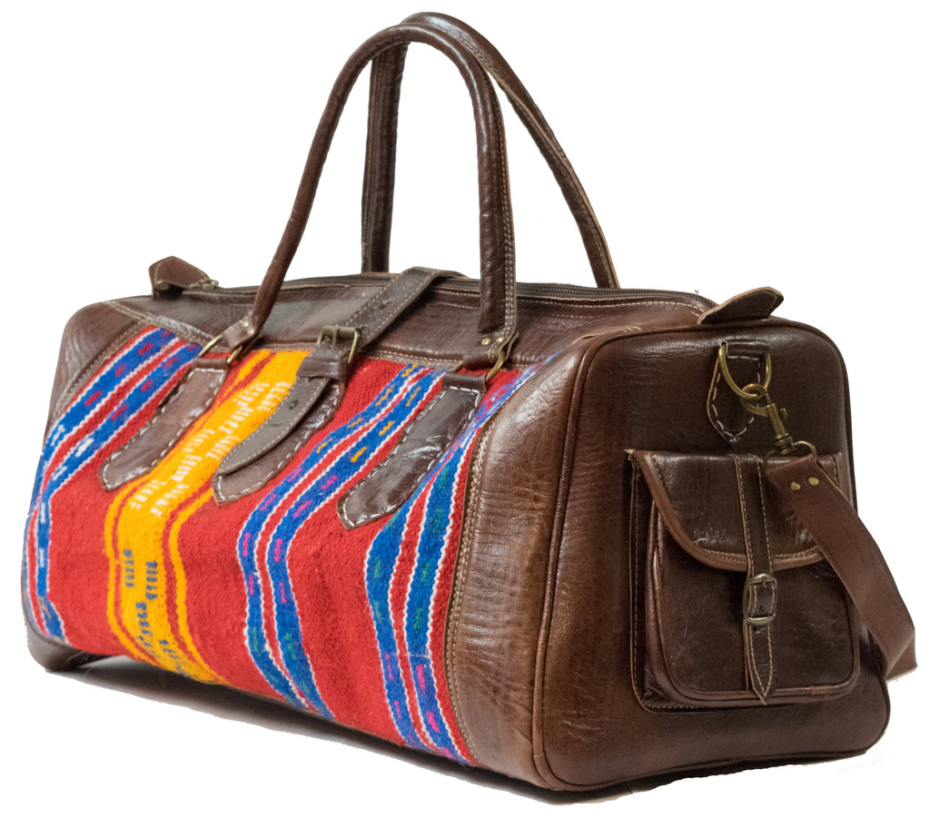 Moroccan Kilim Weekender Duffel Bag | Worldwide Textiles
