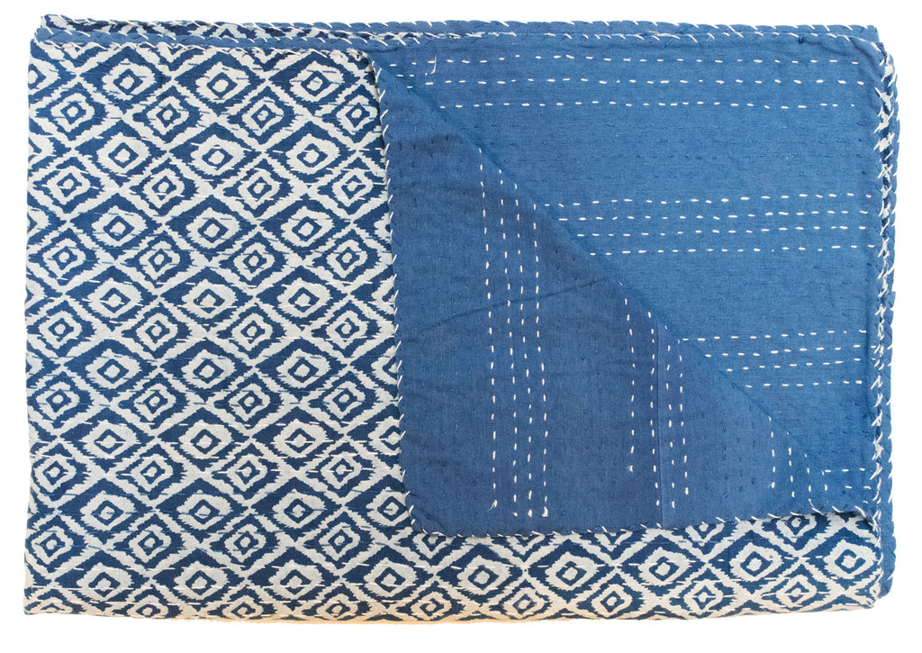 Indian Blockprint Kantha Quilt | Worldwide Textiles