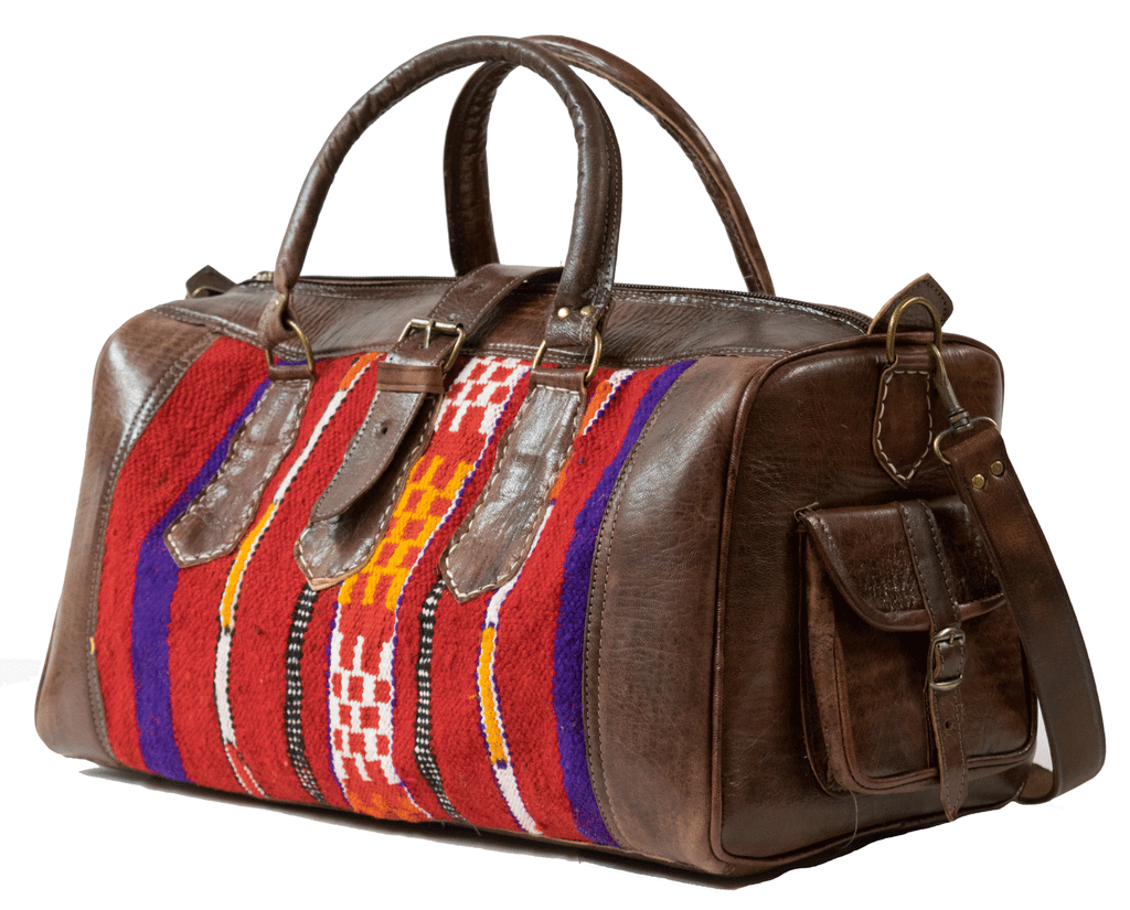 Moroccan Kilim Weekender Duffel Bag | Bohemian Textiles | Worldwide Textiles