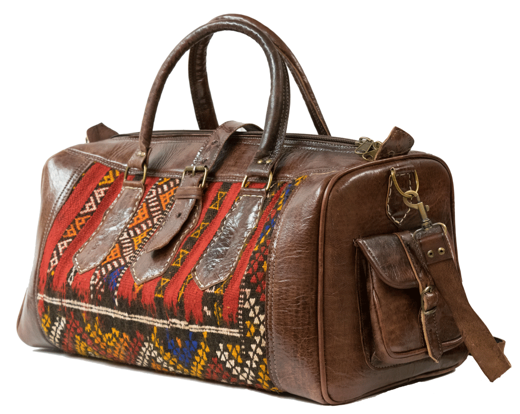 Moroccan Kilim Weekender Duffel Bag | Bohemian Textiles | Worldwide Textiles