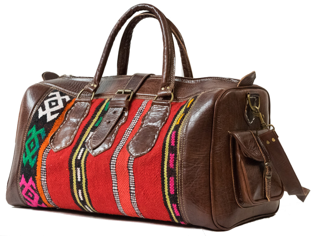 Moroccan Kilim Weekender Duffel Bag | Worldwide Textiles