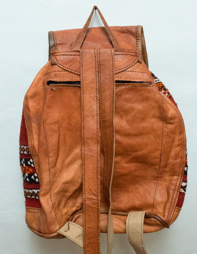 Moroccan Kilim Leather Backpack | Worldwide Textiles