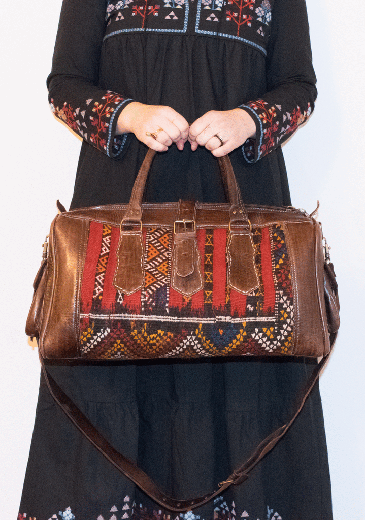 Moroccan Kilim Weekender Duffel Bag | Bohemian Textiles | Worldwide Textiles
