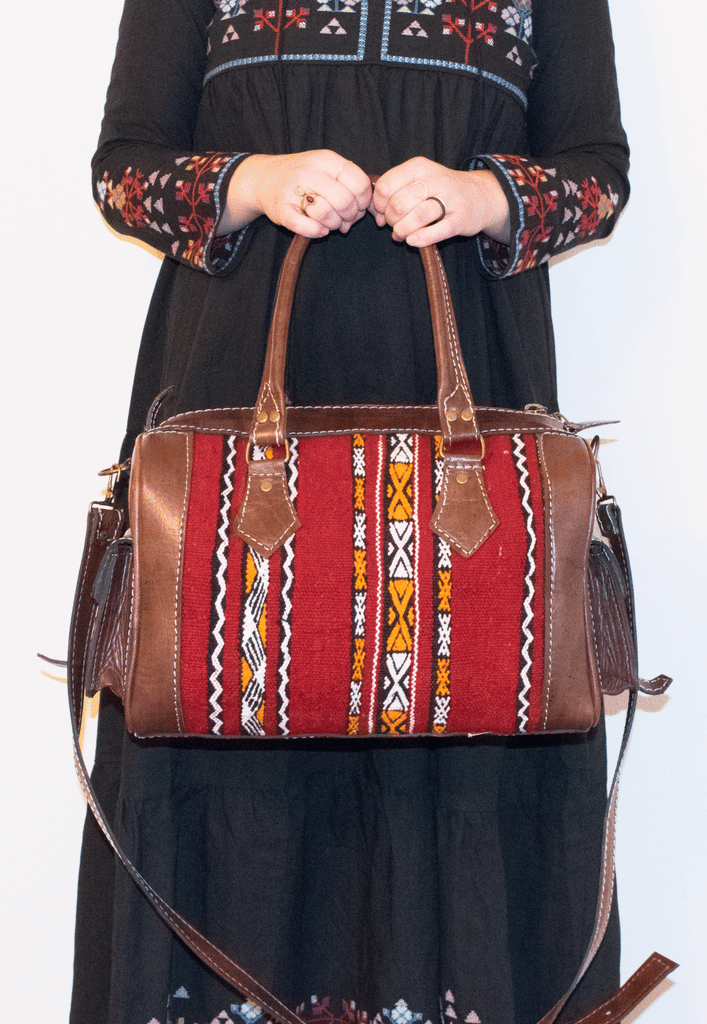 Moroccan Kilim Weekender Duffel Bag | Bohemian Textiles | Worldwide Textiles