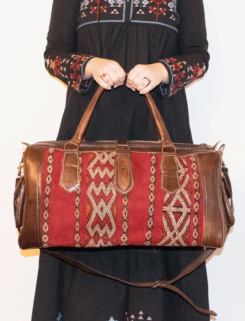 Moroccan Kilim Weekender Duffel Bag | Bohemian Textiles | Worldwide Textiles