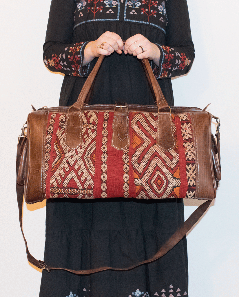 Moroccan Kilim Weekender Duffel Bag | Bohemian Textiles | Worldwide Textiles
