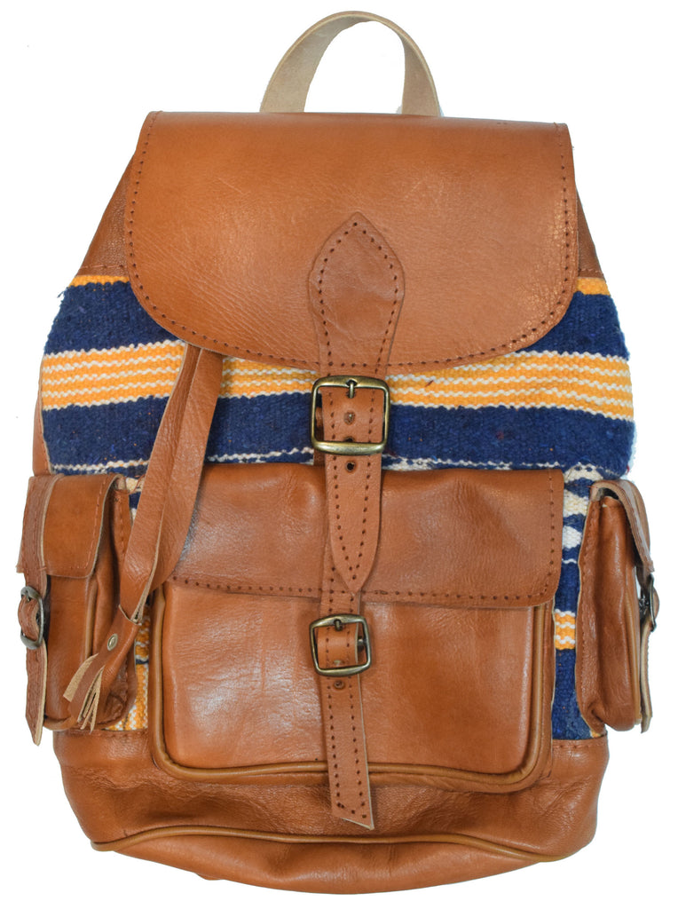 Moroccan Kilim Leather Backpack | Worldwide Textiles