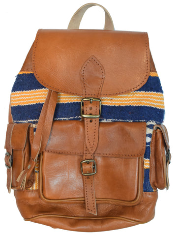 Moroccan Kilim Leather Backpack | Worldwide Textiles