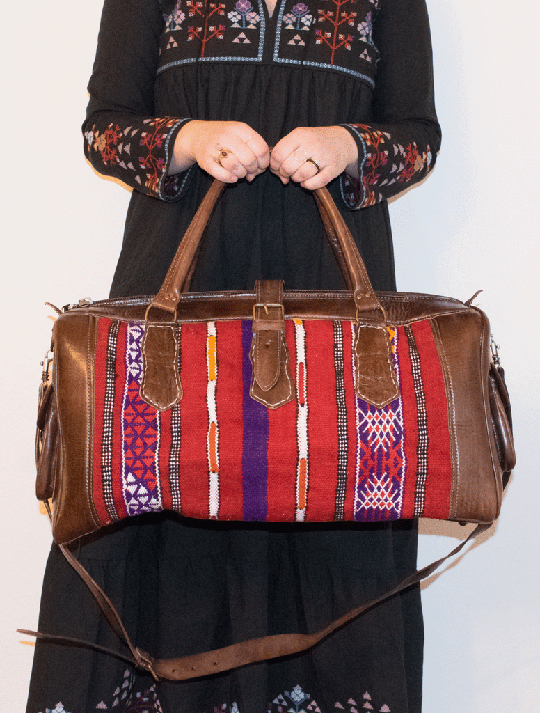 Moroccan Kilim Weekender Duffel Bag | Bohemian Textiles | Worldwide Textiles